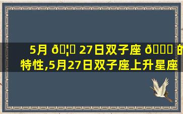 5月 🦟 27日双子座 💐 的特性,5月27日双子座上升星座是什么